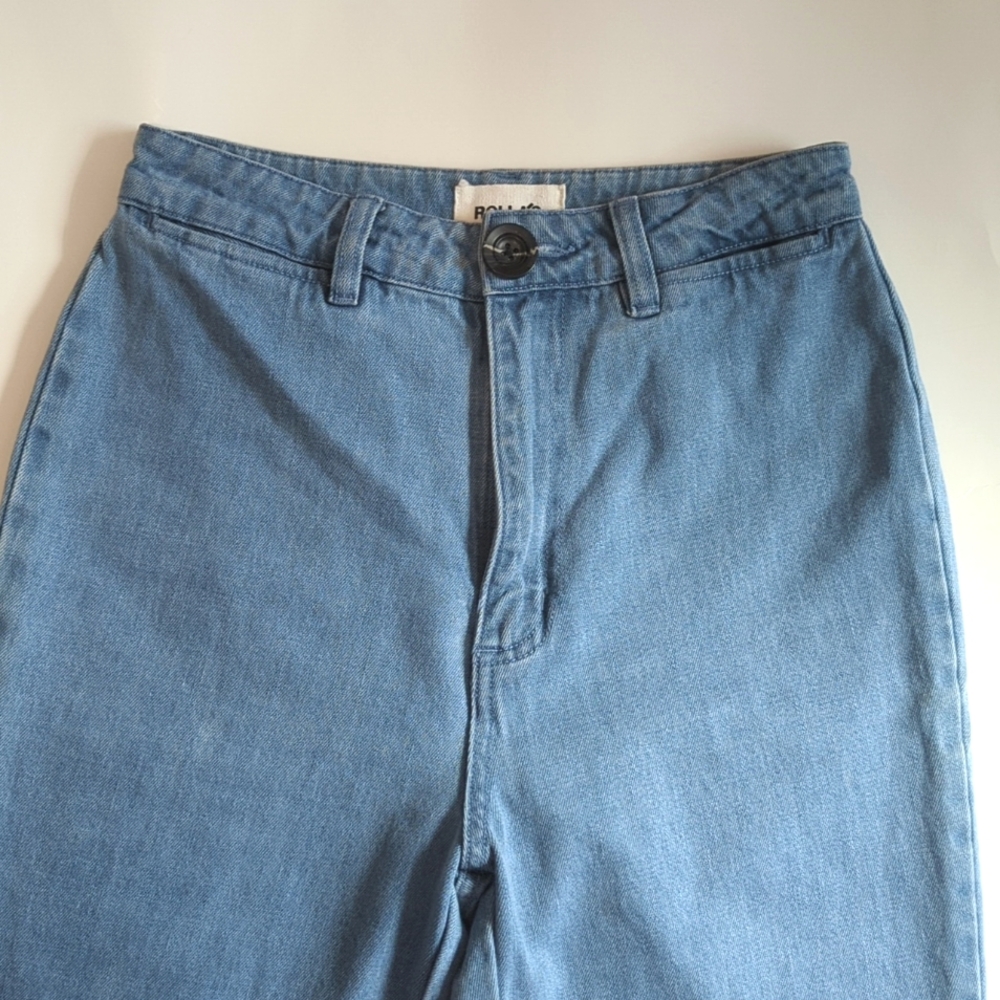ROLLA'S Slim Sailor High Waisted Staight Leg Cropped Jeans Light Blue Size 25 - Picture 7 of 15